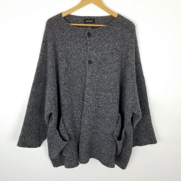eskandar Sweaters - Eskandar Merino Wool Cashmere Blend Cozy Knit Oversized Sweater Cardigan